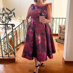 Adrianna Papell Women's Jacquard Tea Length Dress